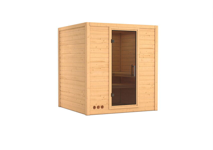 Sauna MOJAVE GRAPHITTÜR 196x196 cm 40mm Massivholzsauna Glastür
