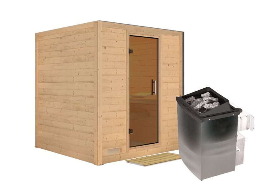 Sauna MOJAVE GRAPHITTÜR / kein Kranz / Ofen 9 kW integr. Strg