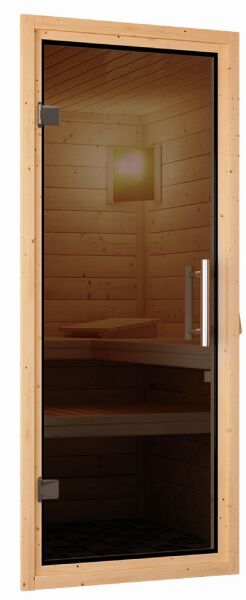 Sauna MOJAVE GRAPHITTÜR / mit Kranz / Ofen 9 KW externe Strg easy
