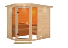 Sauna KEMI Eckeinstieg 236x184 cm 40mm Massivholzsauna