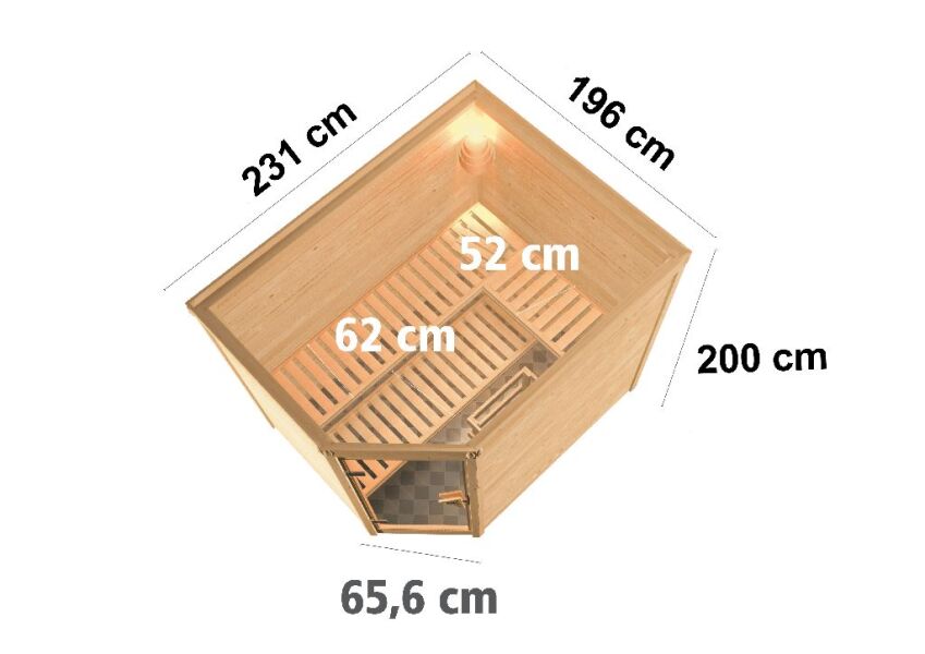 Sauna TANAMI / kein Kranz / Ofen 9 kW Bio externe Strg easy