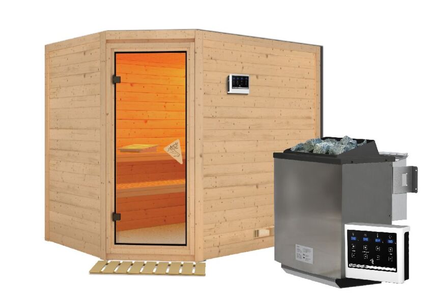 Sauna TANAMI / kein Kranz / Ofen 9 kW Bio externe Strg easy