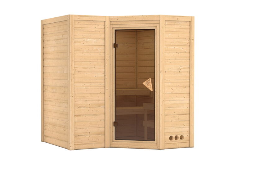Sauna SAHIB 1 Eckeinstieg 193x184 cm 40mm Masisvholzsauna
