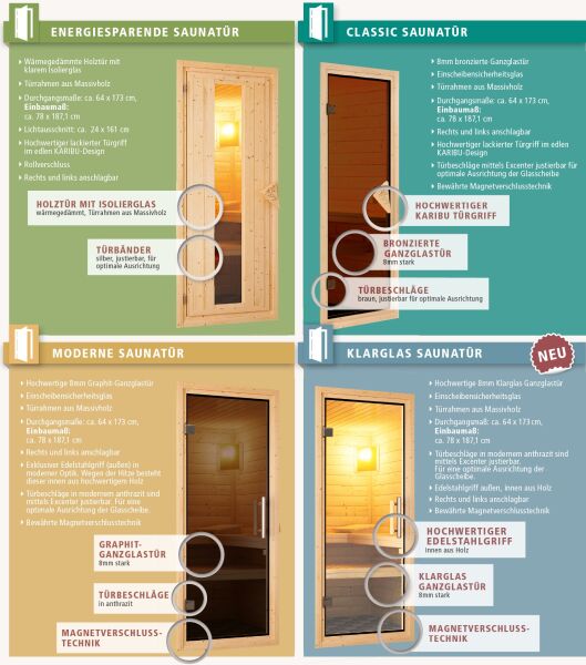 Sauna SAHIB 2 / kein Kranz / Ofen 9 KW externe Strg easy