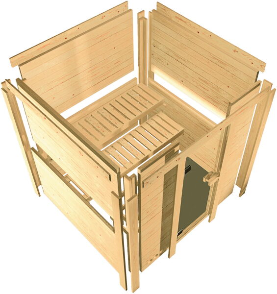 Sauna SAHIB 2 / kein Kranz / Ofen 9 kW Bio externe Strg easy