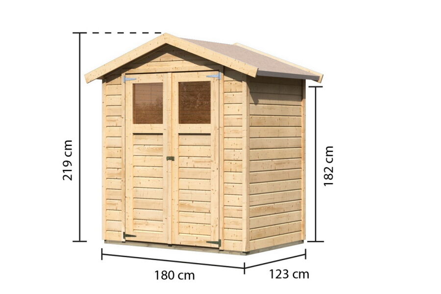 Karibu Gartenhaus DAHME 1 naturbelassen 14mm Wändstärke