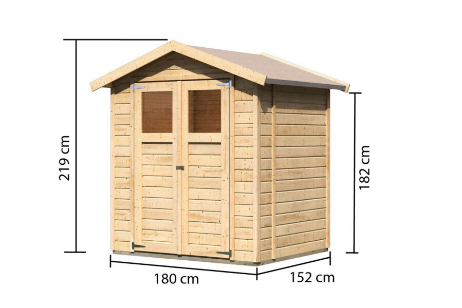 Karibu Gartenhaus DAHME 2 naturbelassen 14mm Wändstärke