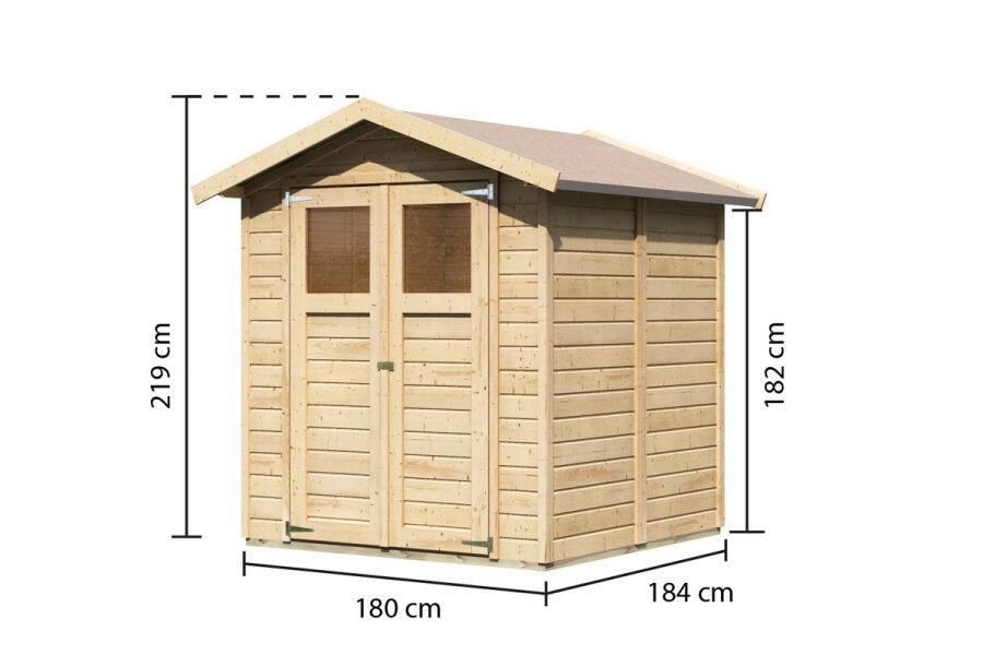 Karibu Gartenhaus DAHME 3 naturbelassen 14mm Wändstärke