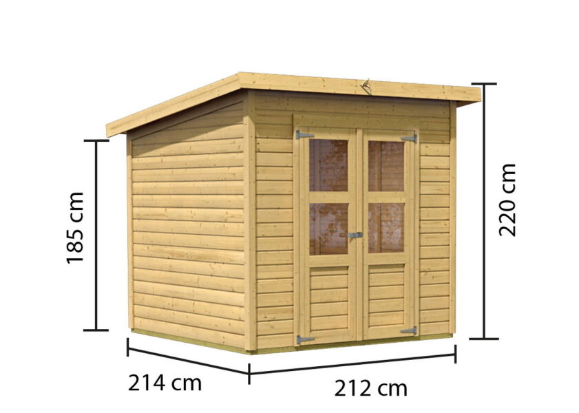 Karibu Gartenhaus MERSEBURG 4 naturbelassen 14mm Wändstärke