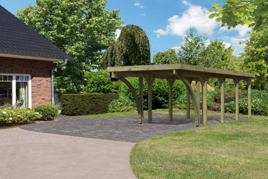 Karibu EINZELCARPORT CLASSIC 3 VAR C / 2 EINFAHRTSBÖGEN / PVC / KDI