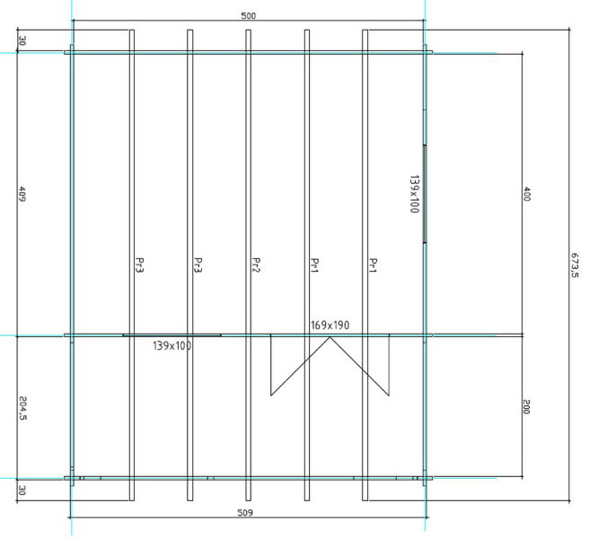 Gartenhaus Carola 5x4 m + 2 m Terrasse / 45mm