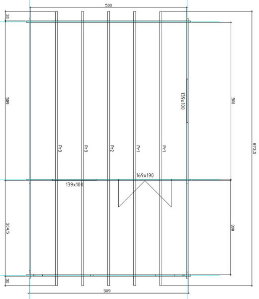 Gartenhaus Carola 5x5 m + 3 m Terrasse / 45mm