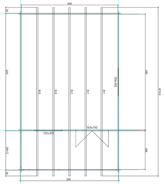 Gartenhaus Carola 5x6 m + 2 m Terrasse / 45mm