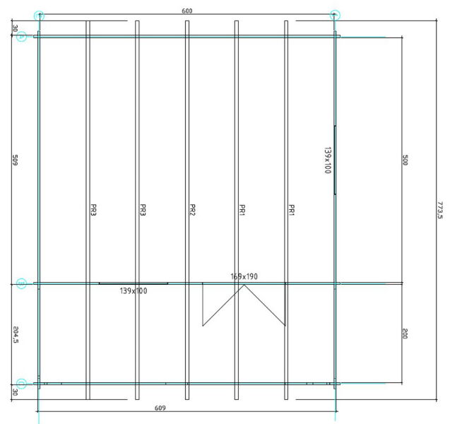 Gartenhaus Carola 6x5 m + 2 m Terrasse / 45mm