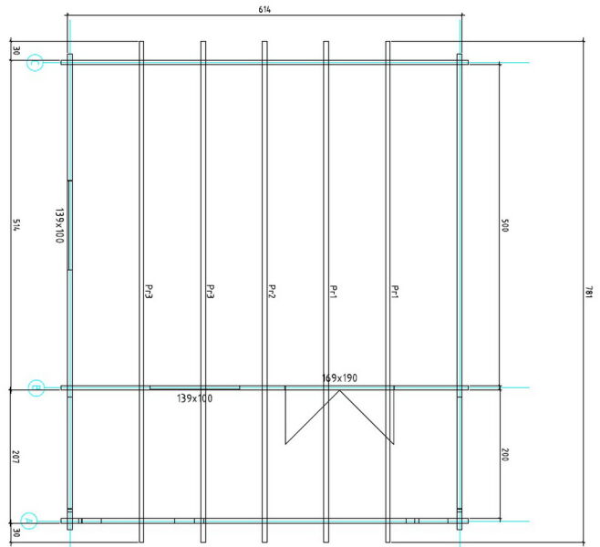 Gartenhaus Carola 6x5 m + 2 m Terrasse / 70mm