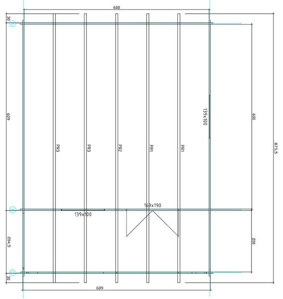 Gartenhaus Carola 6x6 m + 2 m Terrasse / 45mm