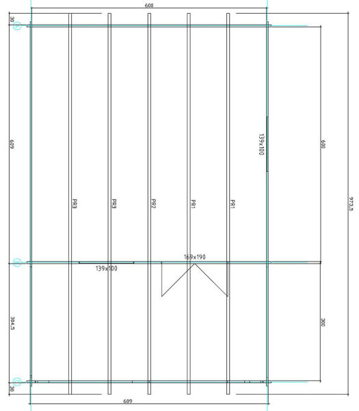 Gartenhaus Carola 6x6 m + 3 m Terrasse / 45mm