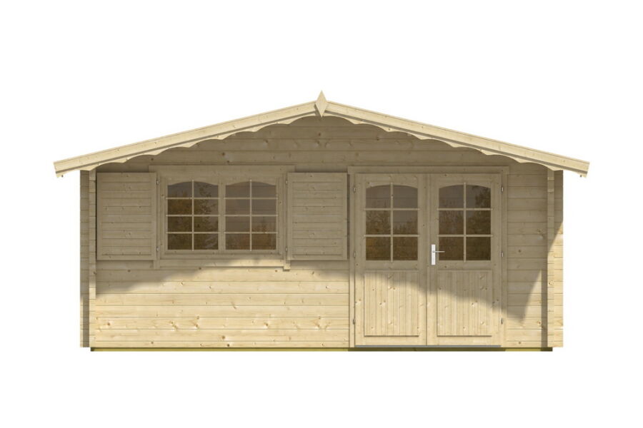 Gartenhaus Clara 5x4 m + 1 m Vordach / 45mm