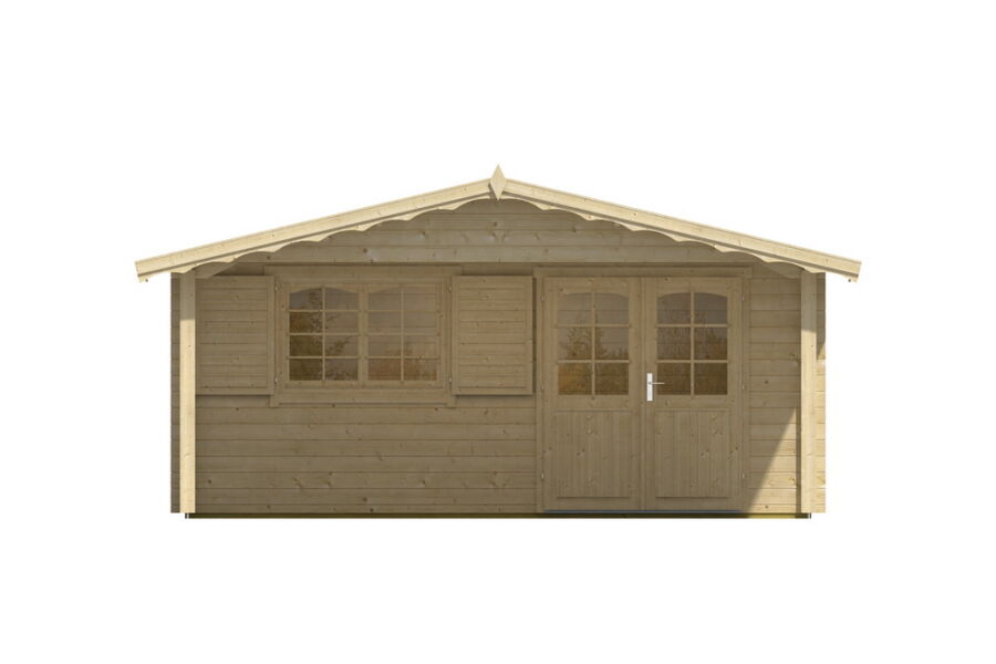 Gartenhaus Clara 5x4 m + 3 m Vordach / 45mm