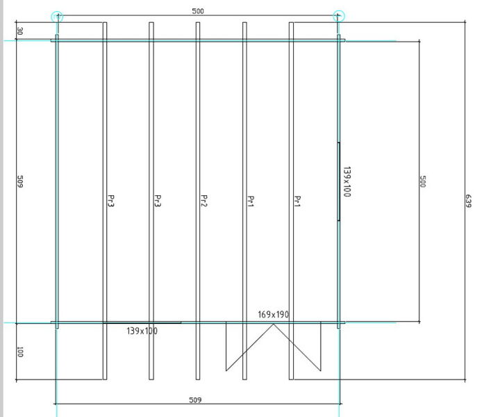 Gartenhaus Clara 5x5 m + 1 m Vordach / 45mm