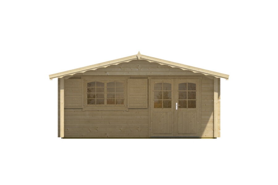 Gartenhaus Clara 5x5 m + 3 m Vordach / 70mm