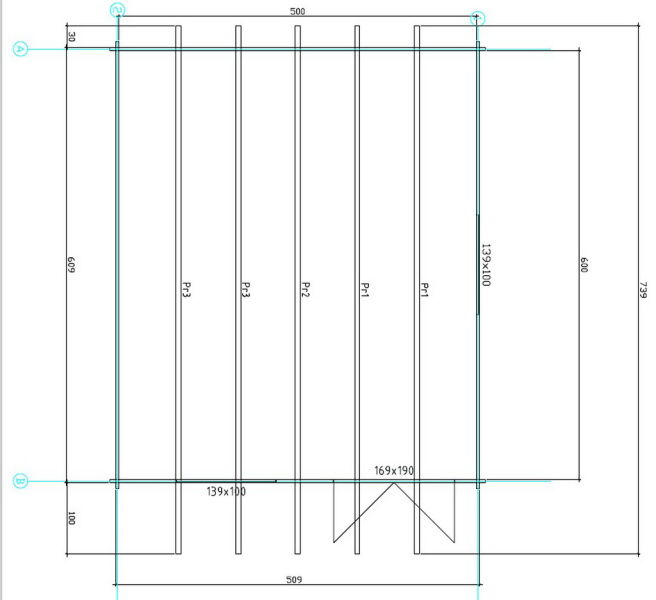 Gartenhaus Clara 5x6 m + 1 m Vordach / 45mm