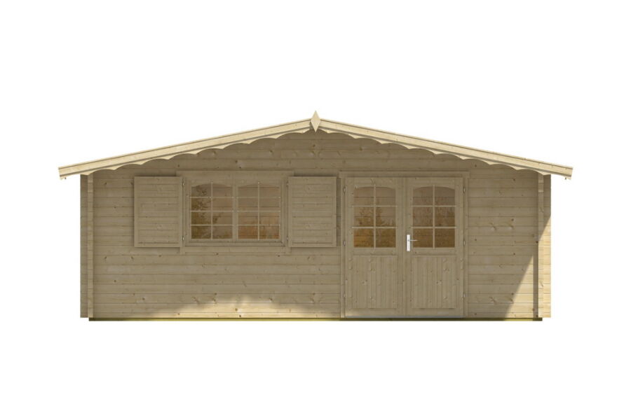 Gartenhaus Clara 6x6 m + 1 m Vordach / 45mm