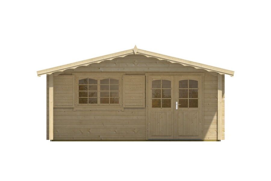 Gartenhaus Clara 6x6 m + 2 m Vordach / 45mm