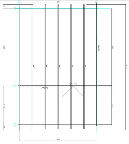 Gartenhaus Clara 6x6 m + 3 m Vordach / 45mm