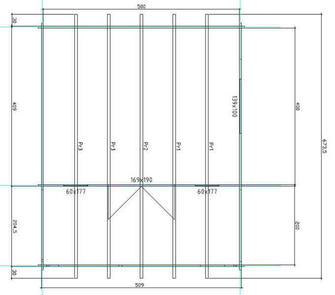 Gartenhaus Cora 5x4 m + 2 m Terrasse / 45mm