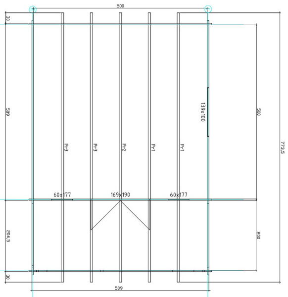 Gartenhaus Cora 5x5 m + 2 m Terrasse / 45mm