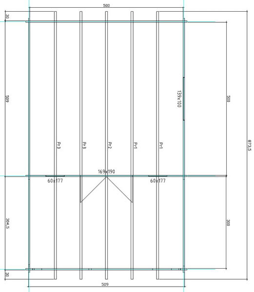 Gartenhaus Cora 5x5 m + 3 m Terrasse / 45mm