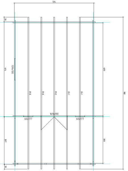 Gartenhaus Cora 5x6 m + 3 m Terrasse / 70mm