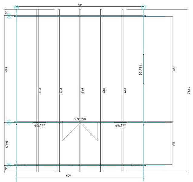 Gartenhaus Cora 6x5 m + 2 m Terrasse / 45mm