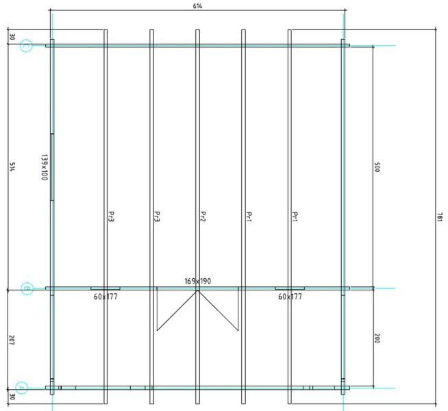 Gartenhaus Cora 6x5 m + 2 m Terrasse / 70mm