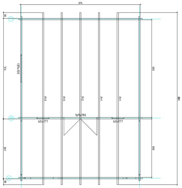 Gartenhaus Cora 6x5 m + 3 m Terrasse / 70mm