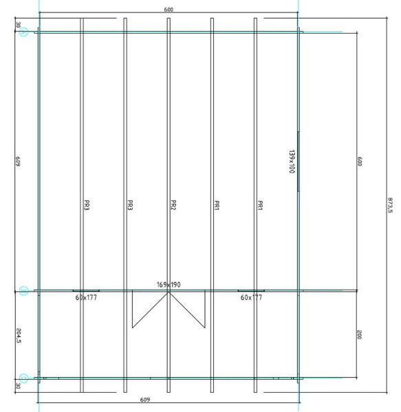 Gartenhaus Cora 6x6 m + 2 m Terrasse / 45mm