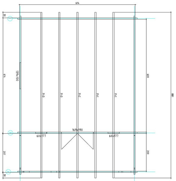 Gartenhaus Cora 6x6 m + 2 m Terrasse / 70mm