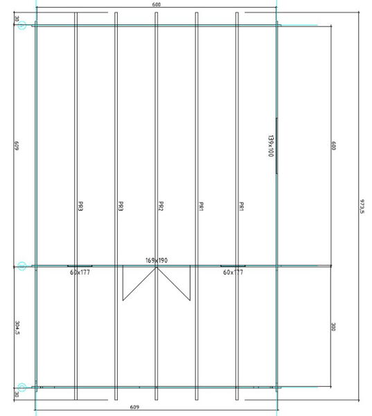 Gartenhaus Cora 6x6 m + 3 m Terrasse / 45mm