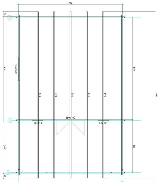 Gartenhaus Cora 6x6 m + 3 m Terrasse / 70mm