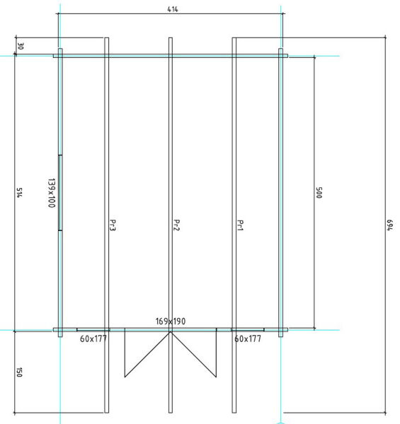 Gartenhaus Corinna 4x5 m + 1,5 m Vordach / 70mm