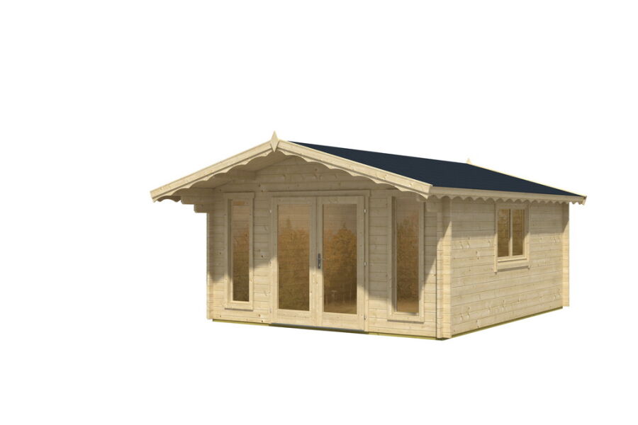 Gartenhaus Corinna 5x4 m + 1 m Vordach / 45mm