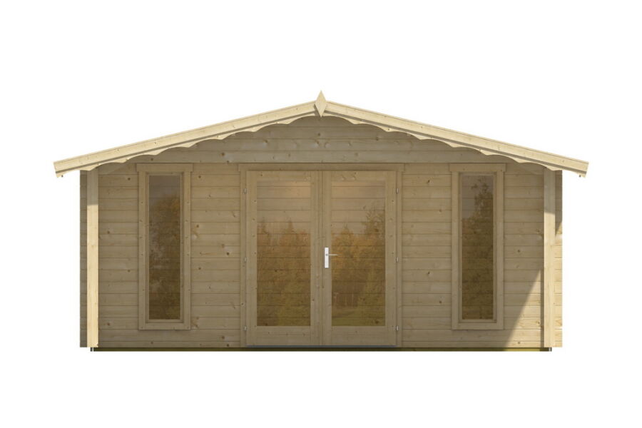 Gartenhaus Corinna 5x4 m + 2 m Vordach / 45mm
