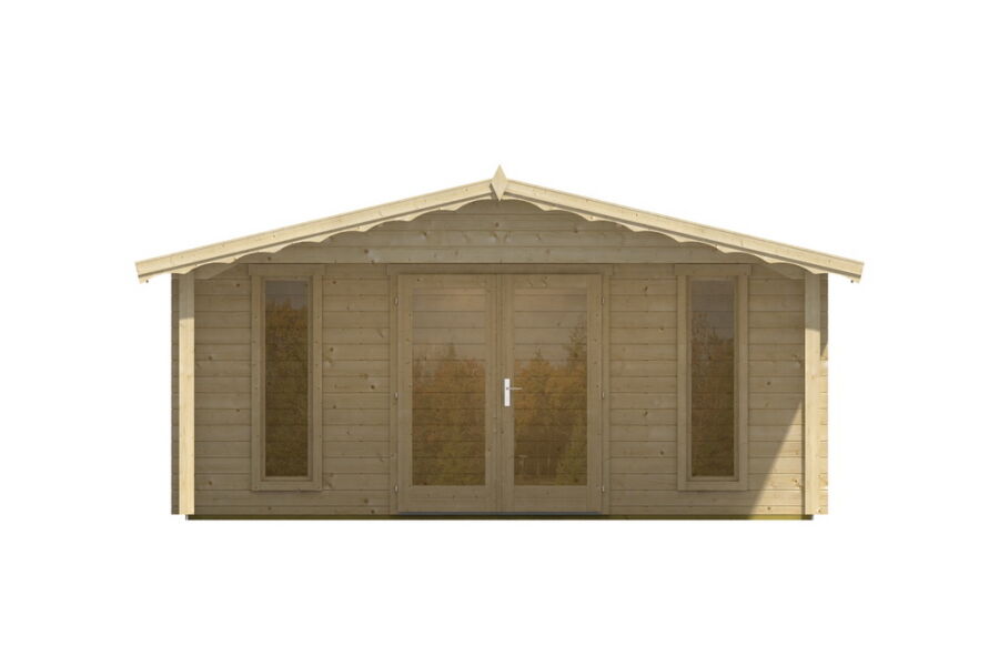 Gartenhaus Corinna 5x4 m + 3 m Vordach / 45mm
