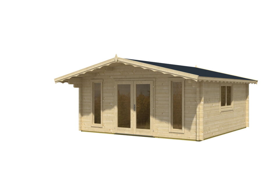 Gartenhaus Corinna 5x5 m + 1 m Vordach / 45mm
