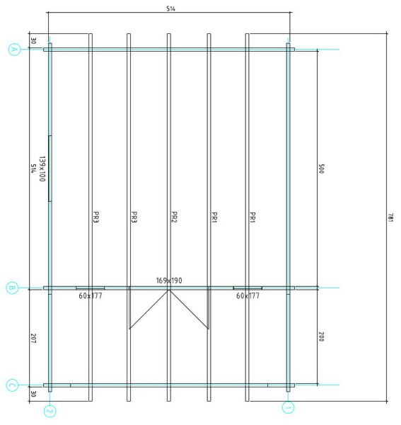 Gartenhaus Corinna 5x5 m + 2 m Vordach / 70mm