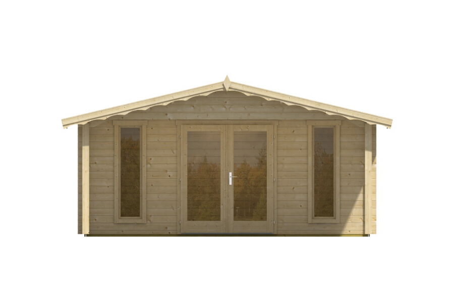 Gartenhaus Corinna 5x5 m + 2 m Vordach / 70mm