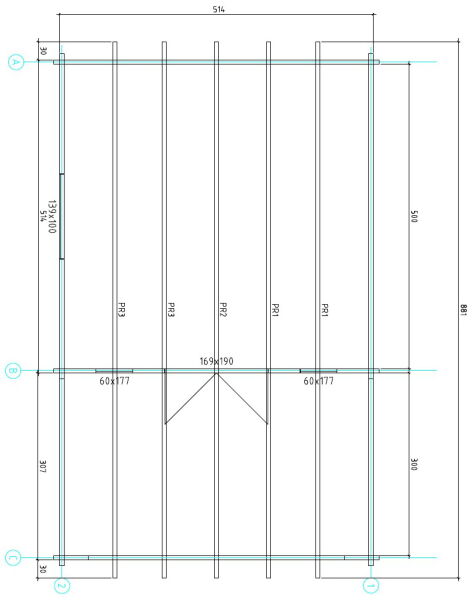 Gartenhaus Corinna 5x5 m + 3 m Vordach / 70mm