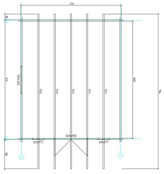 Gartenhaus Corinna 5x6 m + 1,5 m Vordach / 70mm