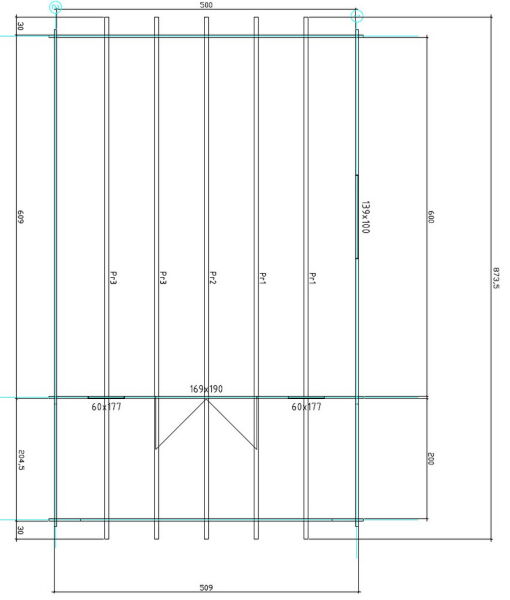 Gartenhaus Corinna 5x6 m + 2 m Vordach / 45mm
